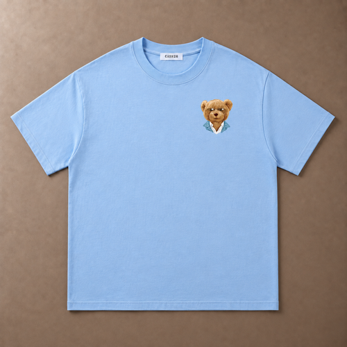 CASH28,TShirt,GraphicTee,Streetwear,Unisex,SkyBlue,Heavyweight,1980,Bear,Retro,Drop01