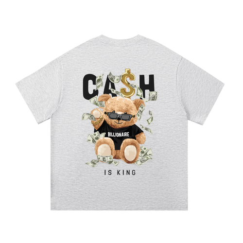 CASH28,TShirt,GraphicTee,Streetwear,Unisex,LightGrey,Heavyweight,CashIsKing,Money,Drop01