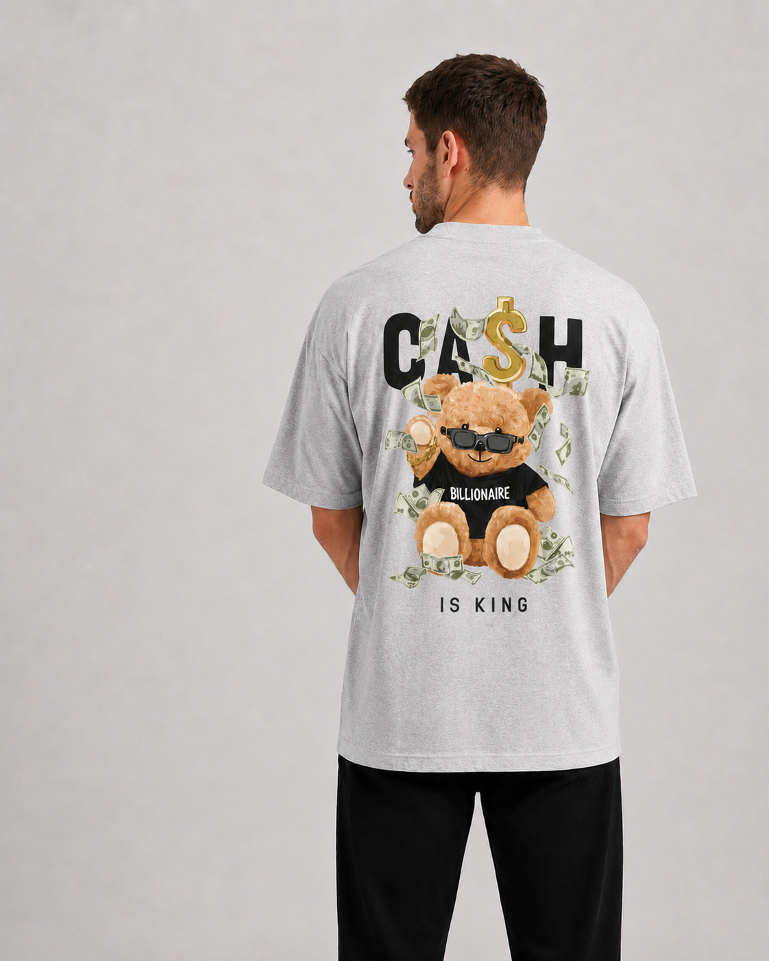 Cash Is King Heavyweight Hoodie back model fit