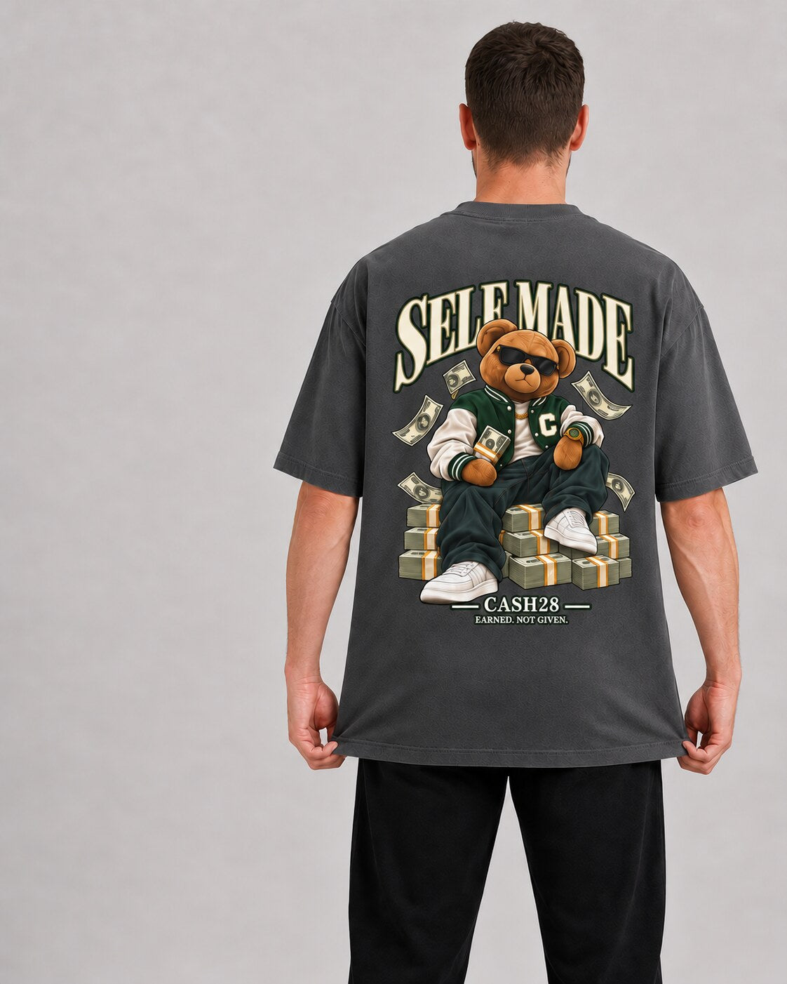 Self Made Heavyweight Cotton Hoodie back model fit