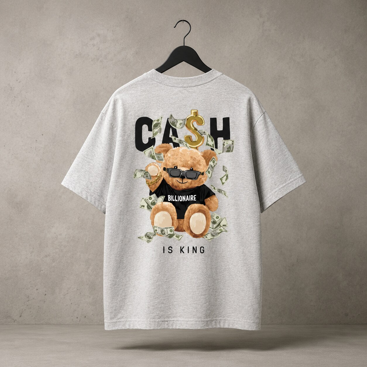CASH28 Cash Is King T-Shirt – Light Grey editorial product image