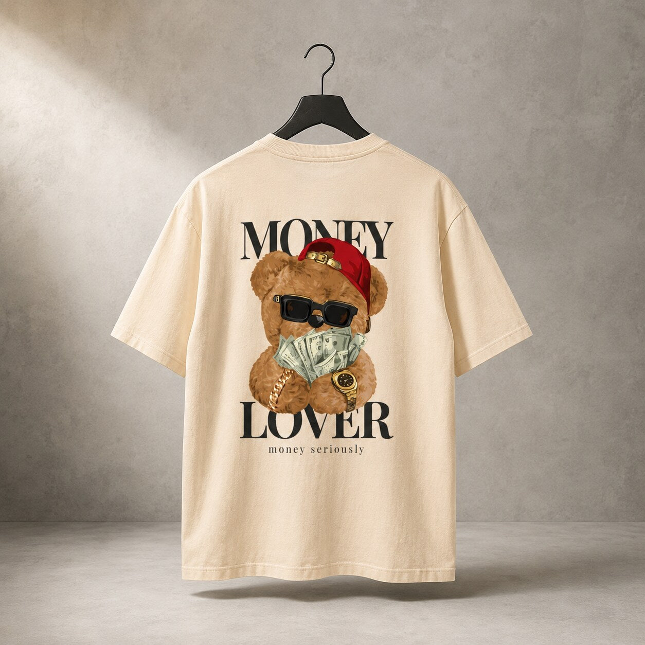CASH28 Money Lover T-Shirt – Apricot editorial product image