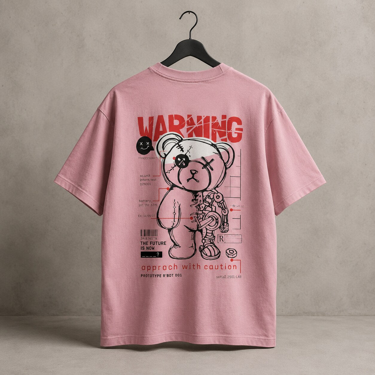 CASH28 Warning Bear T-Shirt – Pink editorial product image