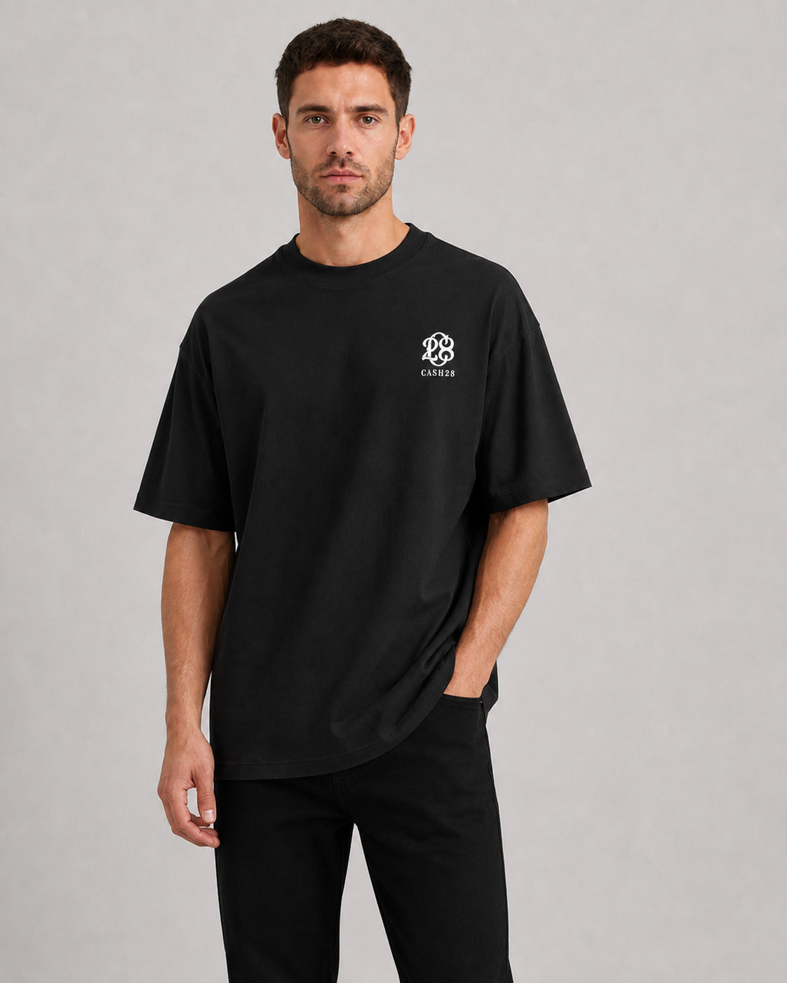 CASH28 Rich Club T-Shirt – Black front model fit